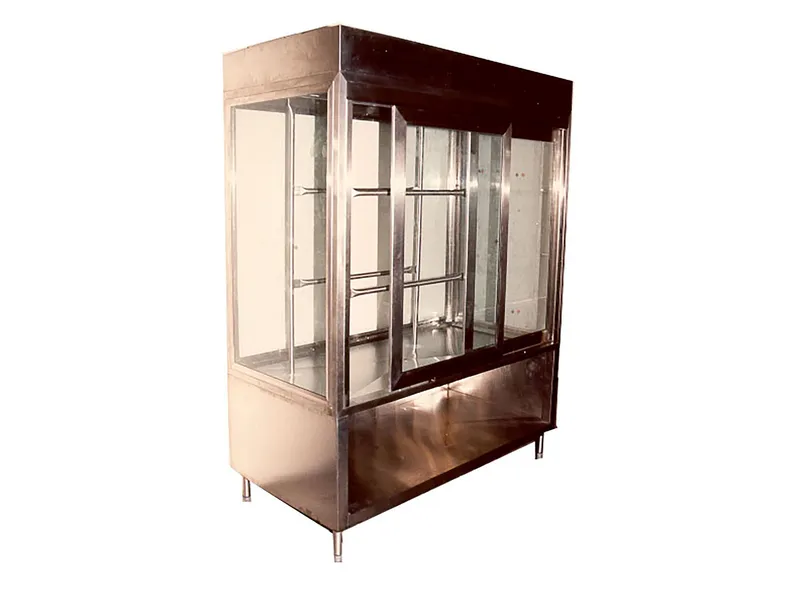 Custom stainless steel glass-front BBQ display showcase