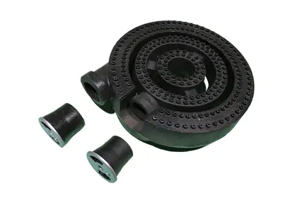 Three-ring burner with chrome control knobs for a Chinese wok range